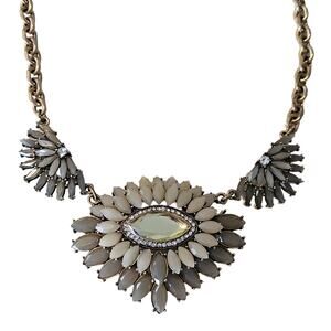 LOFT Rhinestone Beaded Crystal Statement Bib Necklace